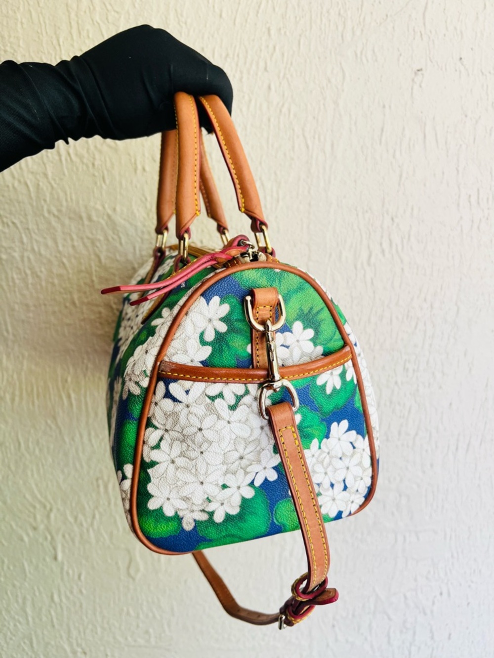 Dooney & Bourke Hydrangea Coated Cotton Gia Floral Satchel - Picture 3 of 9